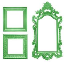 conjunto de moldura vintage verde isolado no fundo branco foto