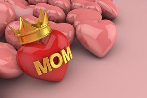 minha mãe é a rainha. conceito de dia das mães feliz. renderização 3D foto
