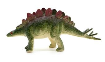brinquedo de dinossauro estegossauro no fundo branco foto