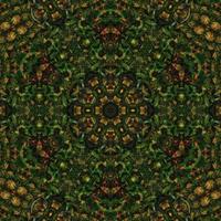 fundo quadrado abstrato verde escuro. padrão de caleidoscópio de floresta escura. fundo livre. foto