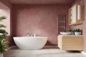 design de interiores de banheiro moderno na parede de cor sônica escura. foto