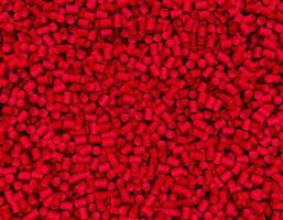 grânulos de plástico pvc fundo polímero grânulos de plástico vermelho resina polímero palete resina plástica ilustração 3d foto
