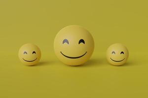 sorriso emoji com renderização 3d de fundo amarelo foto
