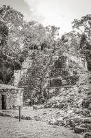 antigo local maia com templo ruínas pirâmides artefatos muyil méxico. foto