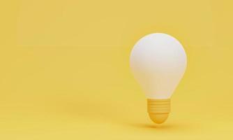 3D render ilustração 3d. ícone de lâmpada estilo cartoon simples sobre fundo amarelo. conceito de ideia, solução, negócios, estratégia. foto