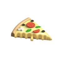 3D fatia de pizza com cogumelos, azeitonas, tomates e manjericão. ilustração isolada em um fundo branco. foto