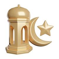 calendário do ramadã com decoração de lanterna de lua e estrela 3d ícone foto de alta qualidade