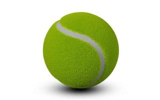 design 3d de ilustração de bola de tênis em fundo branco foto