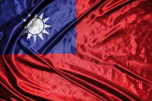 bandeira de pano de taiwan bandeira de cetim acenando textura de tecido da bandeira foto
