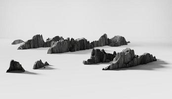 grandes rochas que são fortes, bonitas, parecem muito realistas, fundo branco. tornar mais fácil para você usar na edição de vídeo renderização 3D. foto