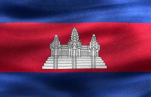 ilustração 3D de uma bandeira do camboja - bandeira de tecido acenando realista foto