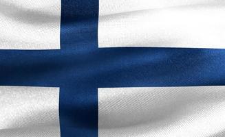 bandeira da finlândia - bandeira de tecido acenando realista foto