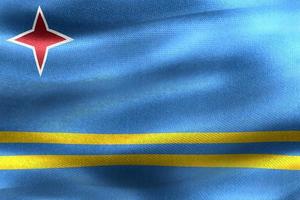 bandeira de aruba - bandeira de tecido acenando realista foto