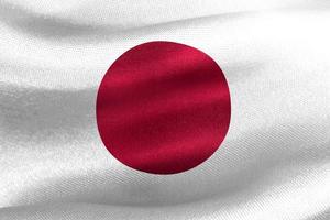 ilustração 3D de uma bandeira do Japão - bandeira de tecido acenando realista foto