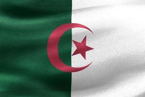 bandeira da argélia - bandeira de tecido acenando realista foto