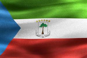 bandeira da guiné equatorial - bandeira de tecido acenando realista foto