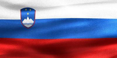 ilustração 3D de uma bandeira da eslovênia - bandeira de tecido acenando realista foto