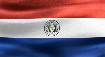 ilustração 3D de uma bandeira do paraguai - bandeira de tecido acenando realista foto