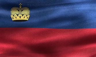 ilustração 3D de uma bandeira de liechtenstein - bandeira de tecido acenando realista foto