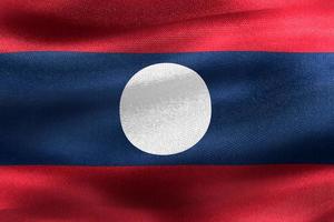 ilustração 3D de uma bandeira do laos - bandeira de tecido acenando realista foto