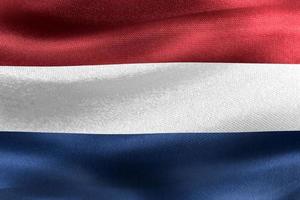 ilustração 3D de uma bandeira da Holanda - bandeira de tecido acenando realista foto