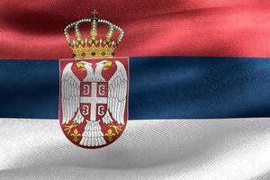 ilustração 3D de uma bandeira da sérvia - bandeira de tecido acenando realista foto