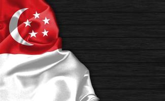 closeup de renderização 3D da bandeira de Cingapura foto