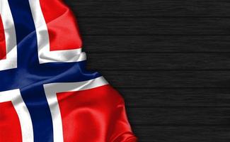 closeup de renderização 3D da bandeira da Noruega foto