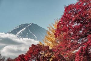 monte fuji com jardim de bordo no outono foto