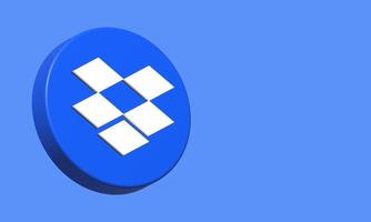 ícone de botão de círculo dropbox 3d. espaço em branco modelo elegante foto