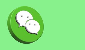 ícone de botão de círculo wechat 3d. espaço em branco modelo elegante foto