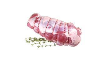 carne de porco fresca crua isolada no fundo branco