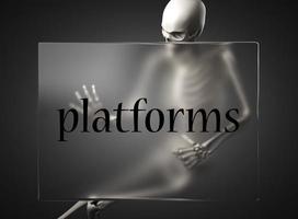palavra de plataformas em vidro e esqueleto foto