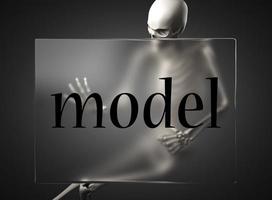 palavra modelo em vidro e esqueleto foto