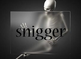 palavra snigger em vidro e esqueleto foto