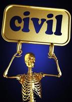 palavra civil e esqueleto dourado foto