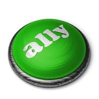 palavra aliada no botão verde isolado no branco foto