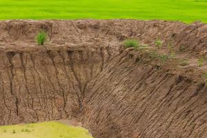 erosão hídrica do solo de arroz. foto