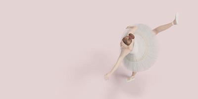 modelo feminino de dançarina de balé dançando na ilustração 3d de cena de cor pastel foto