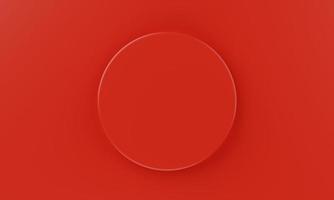 fundo de pódio de produto circular mínimo vermelho vista superior. conceito abstrato e objeto. renderização de ilustração 3D foto