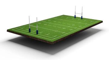 seção transversal do terreno do campo de futebol americano com ilustração 3d do campo de grama do estádio de rugby verde foto