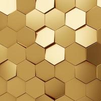 fundo de textura hexagonal ouro futurista. renderização em 3D foto