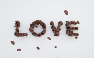 palavra de amor conceito de grãos de café. foto