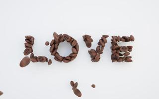 palavra de amor conceito de grãos de café. foto