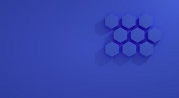 grade hexagonal no fundo mínimo da parede azul para renderização 3d de produto premium. foto