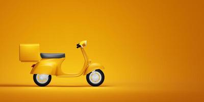 scooter vintage amarelo, ilustração 3d foto