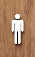 sinal de banheiro masculino na porta. renderização 3D foto