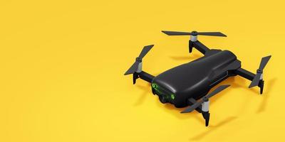 drone na ilustração 3d de fundo amarelo foto