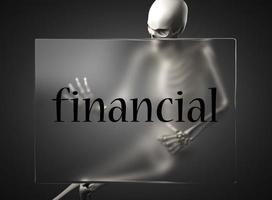 palavra financeira em vidro e esqueleto foto
