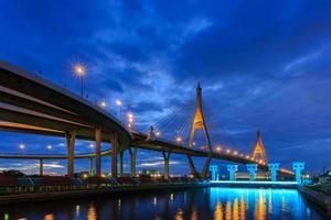 ponte de bhumibol na hora do Crepúsculo, bangkok, Tailândia